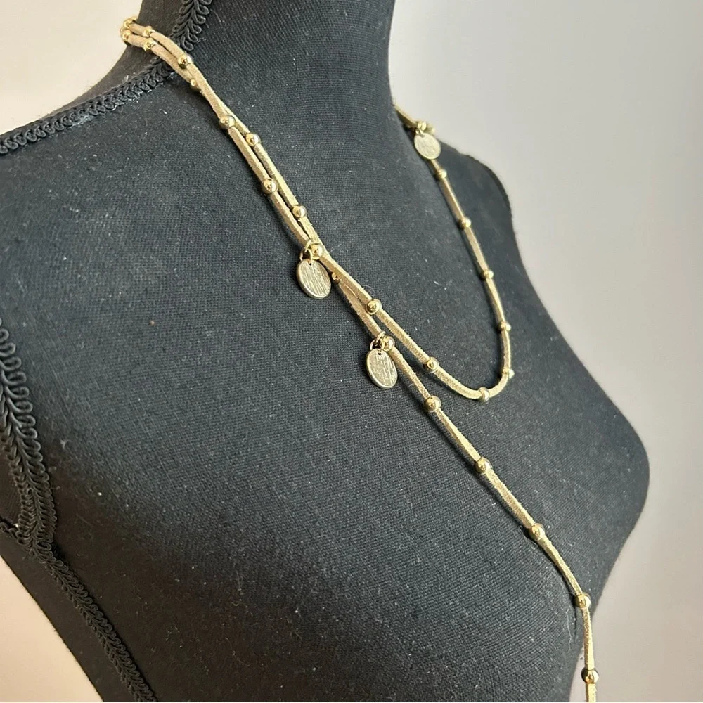 Adjustable Gold Ball and Disc Detail Necklace